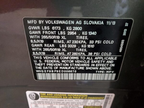 VOLKSWAGEN TOUAREG GRAY - WVGEF9BP9ED006670
