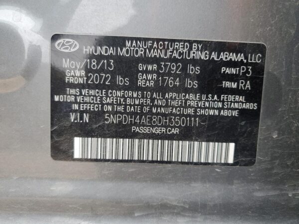 HYUNDAI ELANTRA SILVER - 5NPDH4AE8DH350111