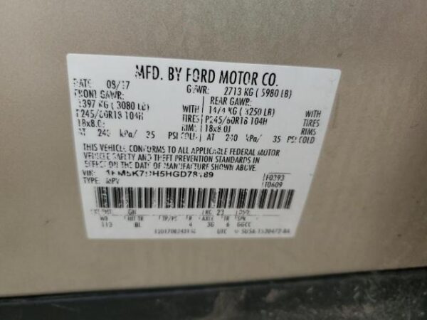 Ford EXPLORER 2017 - 1FM5K7DH5HGD78189