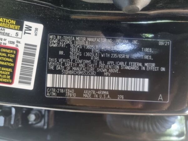 2021 TOYOTA HIGHLANDER HYBRID XLE Black - 5TDHBRCH9MS535382