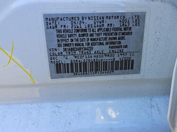 NISSAN SENTRA WHITE - 3N1AB8CV4RY344229
