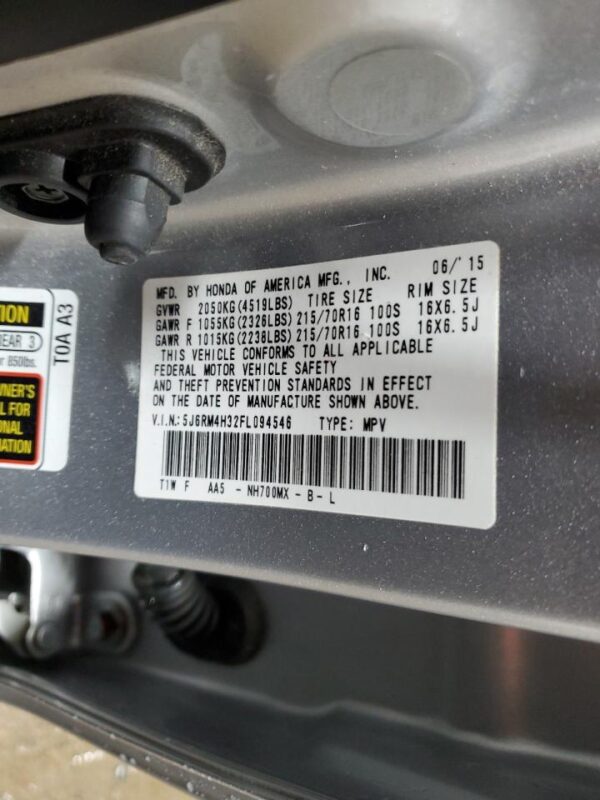 HONDA CRV SILVER - 5J6RM4H32FL094546