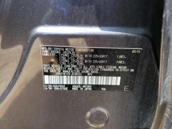 TOYOTA RAV4 GRAY - JTMZFREV3FJ038033