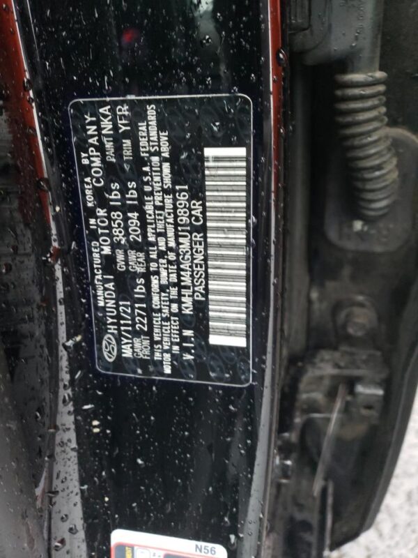 HYUNDAI ELANTRA BLACK - KMHLM4AG3MU198961