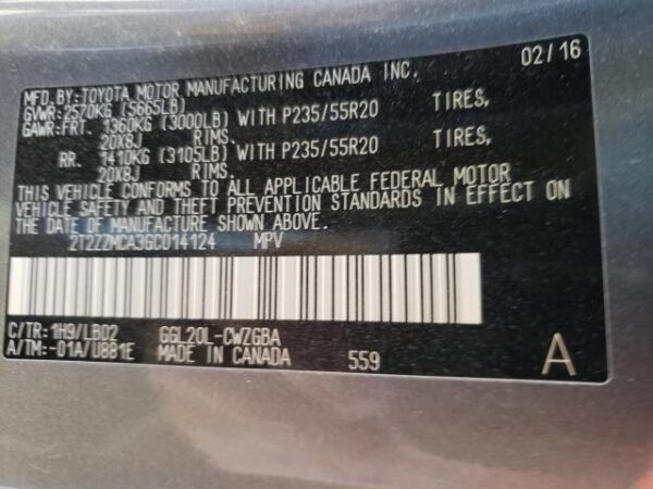 Lexus Rx 350 Base 2016 Gray 3.5L 6 — 2T2ZZMCA3GC014124