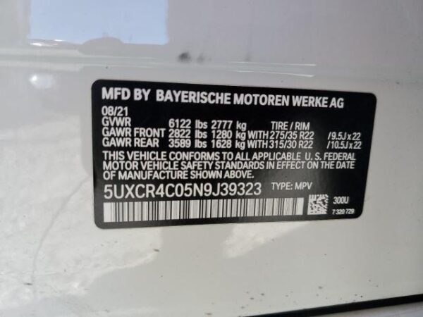 BMW X5 Sdrive40I 2022 White 3.0L — 5UXCR4C0000000000