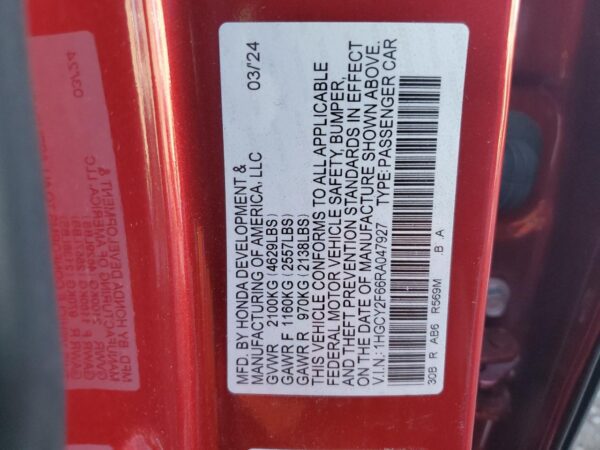 HONDA ACCORD RED - 1HGCY2F66RA047927