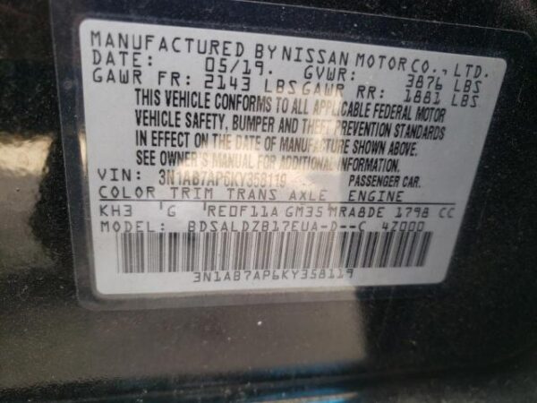 Nissan SENTRA 2019 - 3N1AB7AP6KY358119