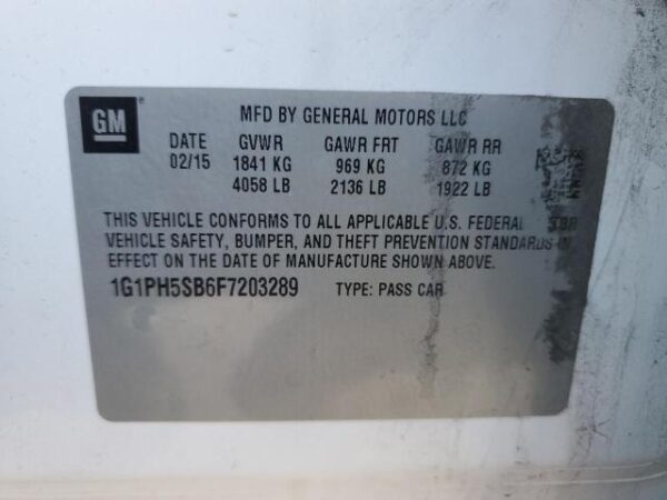 Chevrolet CRUZE 2015 - 1G1PH5SB6F7203289