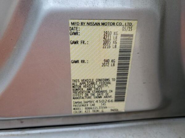 Nissan ALTIMA 2015 - 1N4AL3AP9FC450266