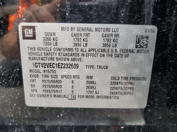 GMC SIERRA BLACK - 1GTV2VEC1EZ232609