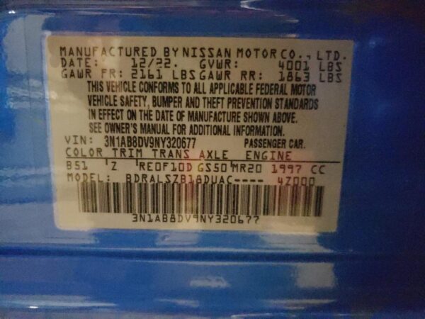 NISSAN SENTRA BLUE - 3N1AB8DV9NY320677