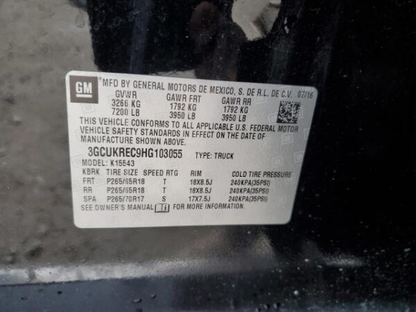 Chevrolet 1500 2017 - 3GCUKREC9HG103055