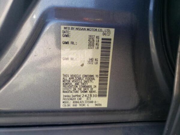 Nissan ALTIMA 2017 - 1N4AL3AP9HC242830