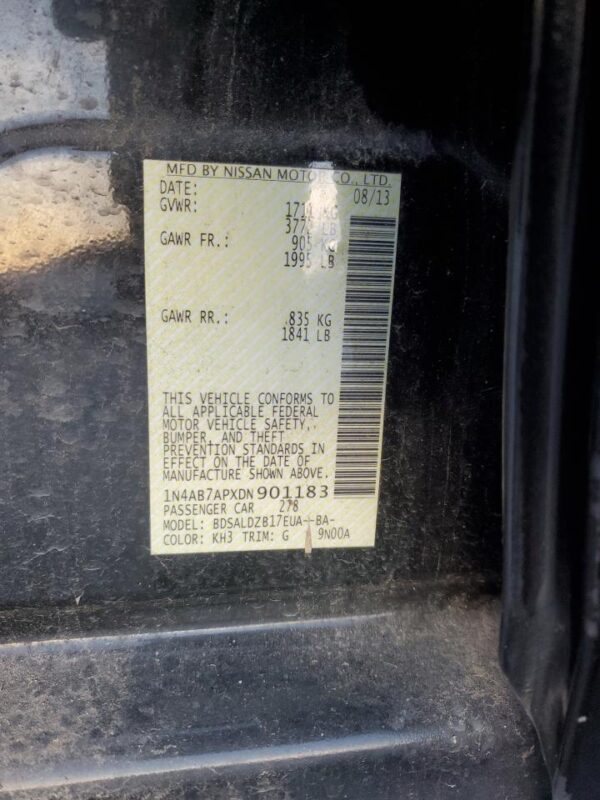 NISSAN SENTRA BLACK - 1N4AB7APXDN901183
