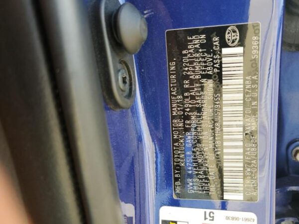 Toyota CAMRY 2018 - 4T1B11HK8JU579455