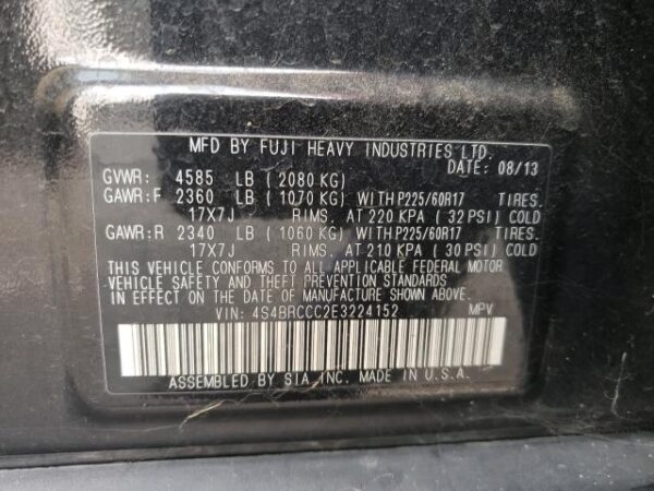 SUBARU OUTBACK BLACK - 4S4BRCCC2E3224152