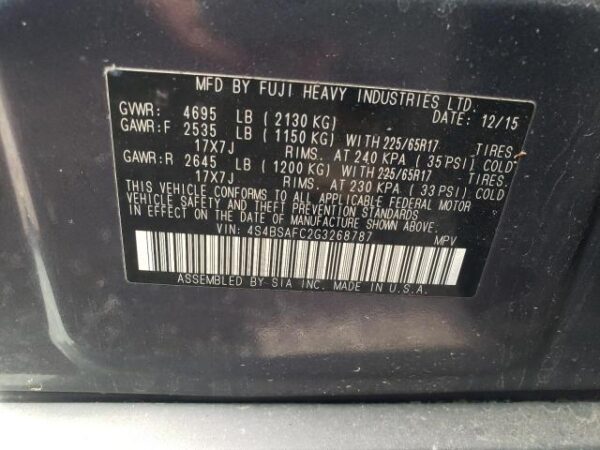 Subaru OUTBACK 2016 - 4S4BSAFC2G3268787