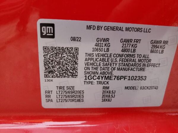 Chevrolet SILVERADO 2023 - 1GC4YME76PF102353
