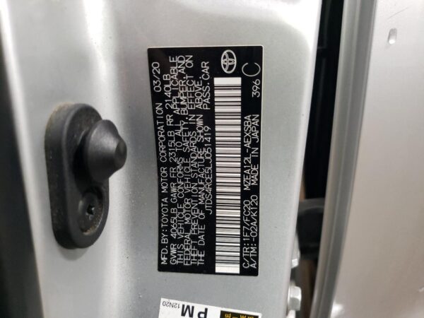 TOYOTA COROLLA SILVER - JTDS4RCE5LJ051419