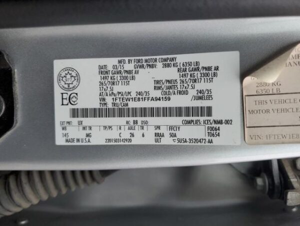 Ford F150 2015 - 1FTEW1E81FFA94159