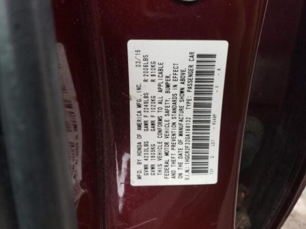 Honda Accord 2016 - 1HGCR2F32GA168132