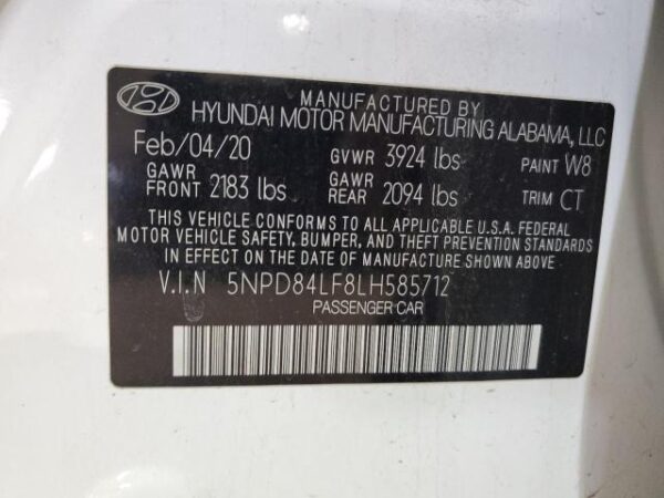 Hyundai Elantra 2020 - 5NPD84LF8LH585712