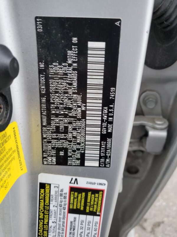 TOYOTA VENZA SILVER - 4T3ZK3BB5BU039604