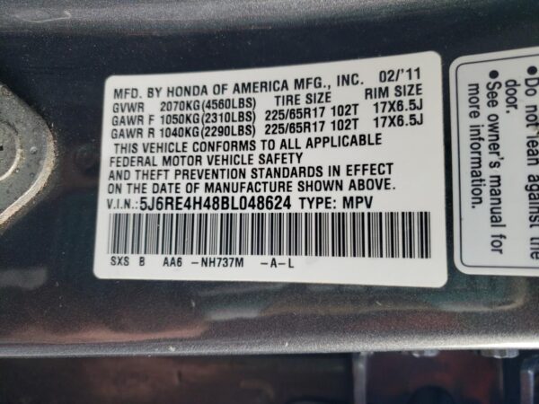 HONDA CRV GRAY - 5J6RE4H48BL048624