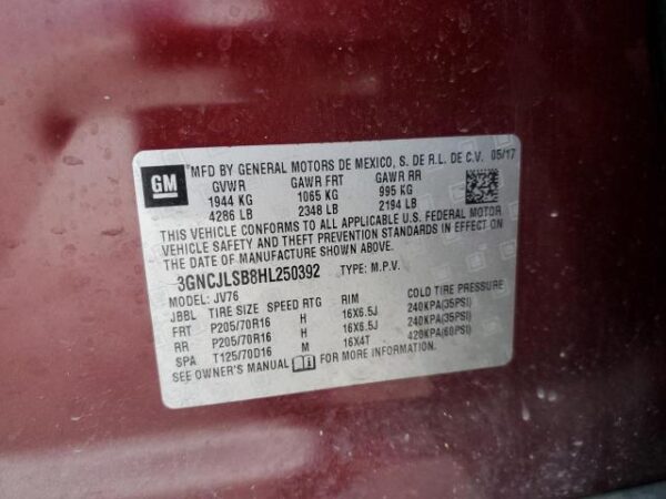 Chevrolet TRAX 2017 - 3GNCJLSB8HL250392