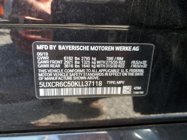 BMW X5 XDRIVE40I 2019 BLACK — 5UXCR6C50KLL3711
