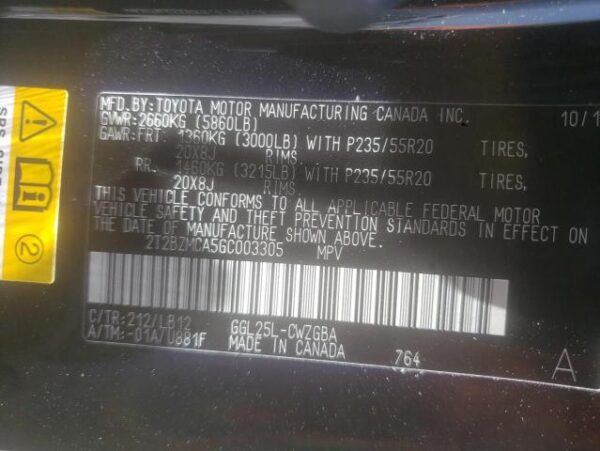 LEXUS RX350 Base 2016 Black — 2T2BZMCA5GC003305