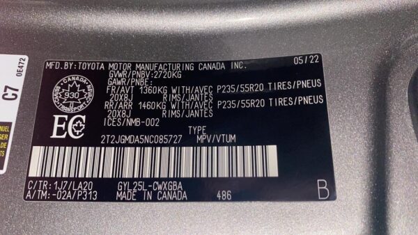 LEXUS RX350 2022 Gray — 2T2JGMDA5NC085727