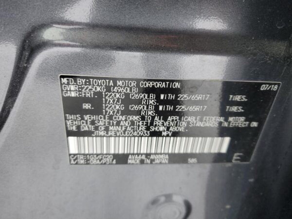 TOYOTA RAV4 GRAY - JTMRJREV0JD240933