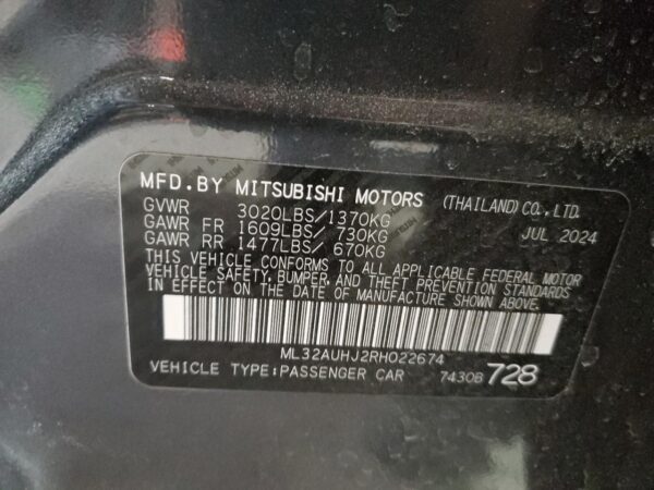 MITSUBISHI MIRAGE GRAY - ML32AUHJ2RH022674