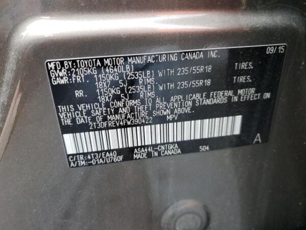 Toyota RAV4 2015 - 2T3DFREV4FW390422