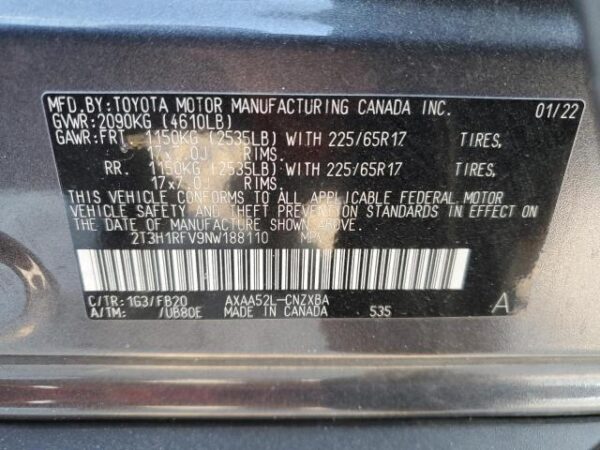 Toyota RAV4 2022 - 2T3H1RFV9NW188110