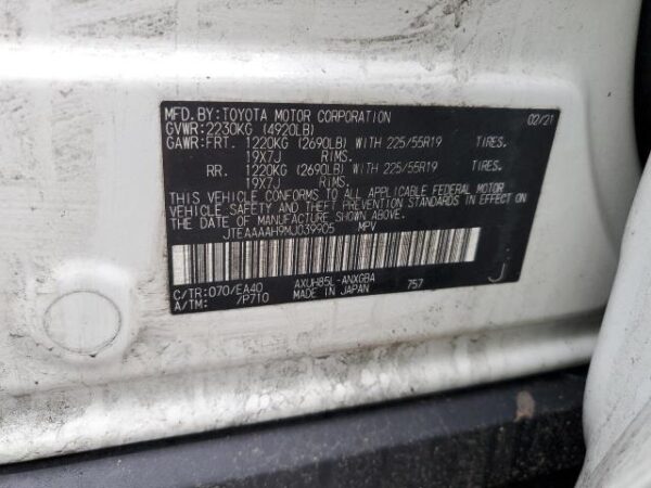 Toyota VENZA 2021 - JTEAAAAH9MJ039905