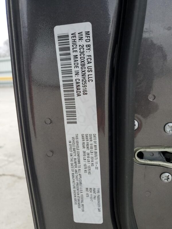 DODGE CHARGER GRAY - 2C3CDXBGXNH259168