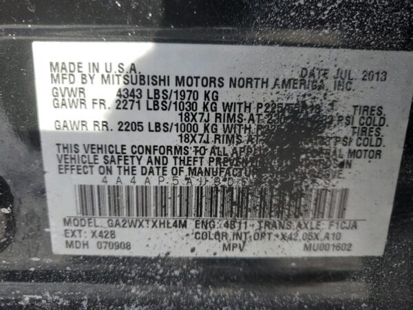 MITSUBISHI OUTLANDER BLACK - 4A4AP5AU9DE025379