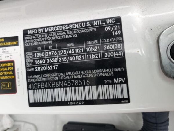 Mercedes-benz GLE 2022 - 4JGFB4KB8NA578516
