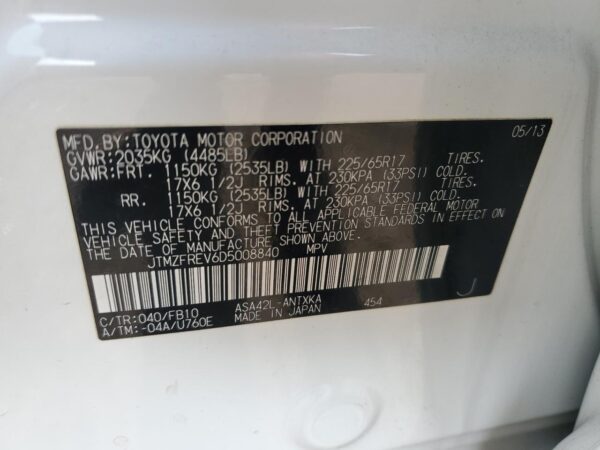 TOYOTA RAV4 WHITE - JTMZFREV6D5008840
