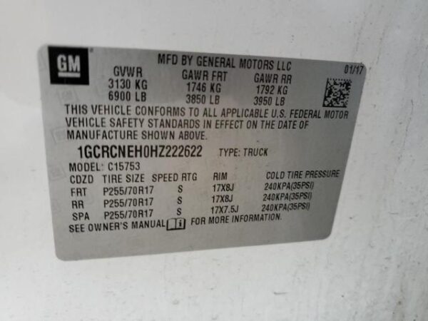 Chevrolet SILVERADO 2017 - 1GCRCNEH0HZ222622