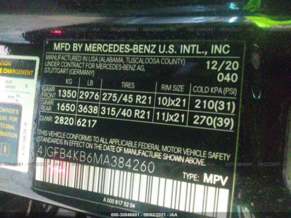 Mercedes-Benz GLE 350 2021 Black — 4JGFB4KB6MA384260