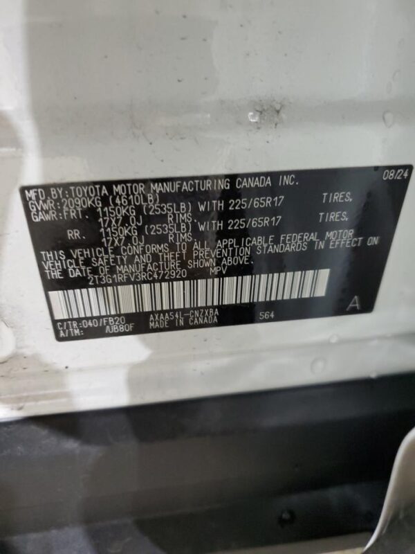 TOYOTA RAV4 WHITE - 2T3G1RFV3RC472920