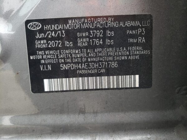 HYUNDAI ELANTRA GRAY - 5NPDH4AE3DH371786