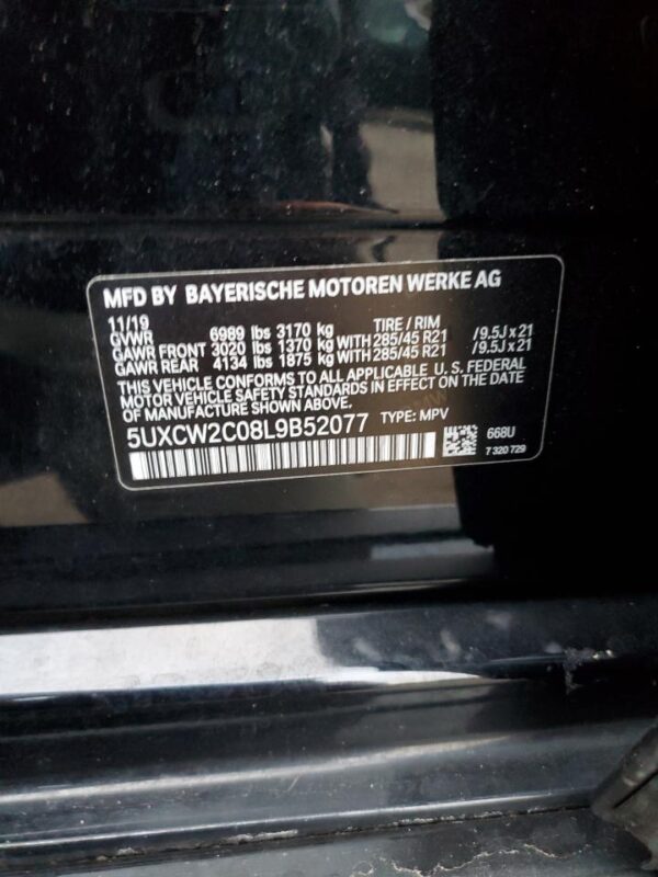 BMW X7 BLACK - 5UXCW2C08L9B52077
