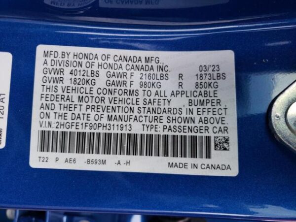 Honda Civic 2023 - 2HGFE1F90PH311913