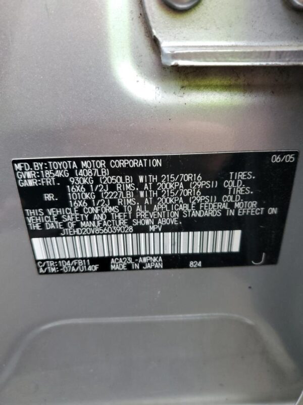 TOYOTA RAV4 SILVER - JTEHD20V856039028