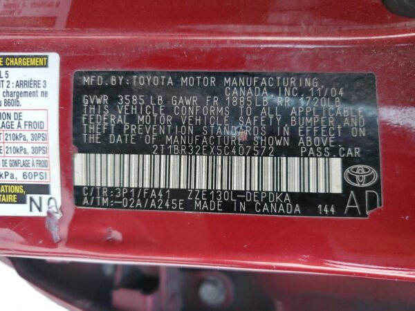 TOYOTA COROLLA RED - 2T1BR32EX5C407572